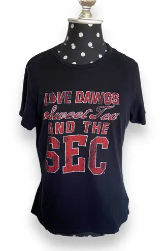 The Victory Womens Tee Sz M UGA Dawgs Sweet Tea SEC Black Red Bulldogs Black
