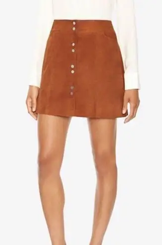 Intermix genuine goat leather brown retro A-line mini shirt