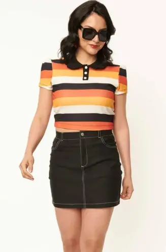 Unique Vintage NWT  Candy Corn Stripes Crop Top X-SMALL