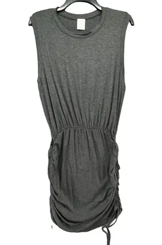 By Together  Mini Dress Womens M Gray Ruched Side Tie Sleeveless Soft Stretch