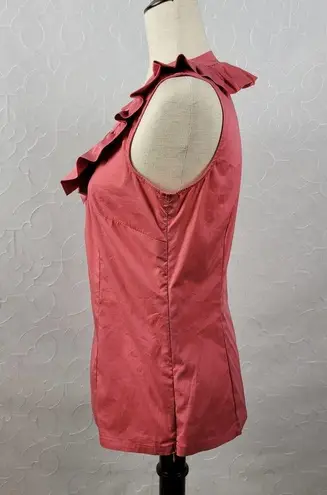 Katherine Barclay Womens Top Size M Coral Sleeveless Ruffles Side Zip Career