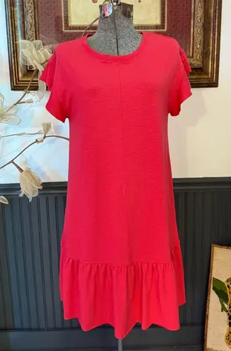 Lilla P Ruffle Sleeve Founce Hem Cotton Blend Dress ~ Size Small 💚🍄 Pink