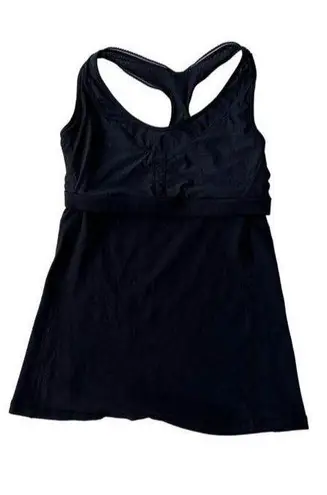 Lululemon  Athletica Black Racerback Tank Top Size 6 Built in Bra Lined Y…