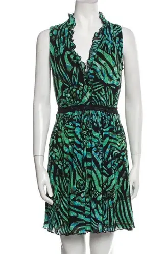 Fuzzi Abito Corto Geometric Animal Print Dress, EUC, Medium, MSRP $545 Green