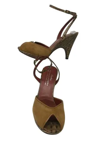 Donald Pliner Brown Camel Platform Gator Leather Open - Image 5