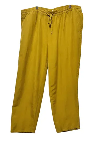 J Jill Women Pants XLP Mustard Linen Blend Pull On Drawstring Beachy Coastal Yellow Size undefined