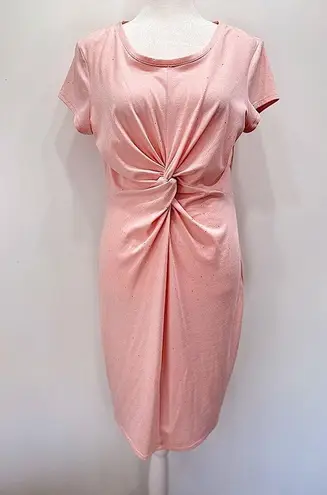 Juicy Couture  Pale Pink Glitter Sparkle Knot Front Sheath Dress Size Medium