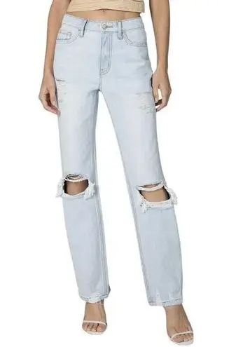 Ceros Skylar High Rise Dad Jeans Laguna Light Wash Distressed Size 26 Blue