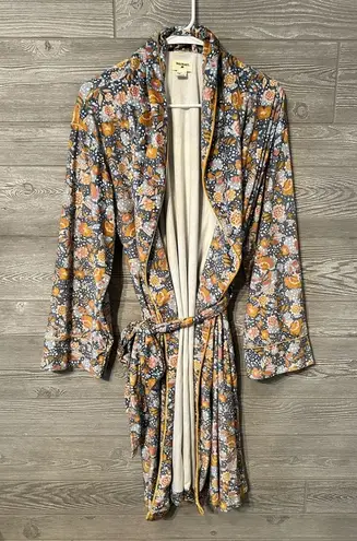 World Market Blue Floral Print Loungewear‎ Robe one size boho