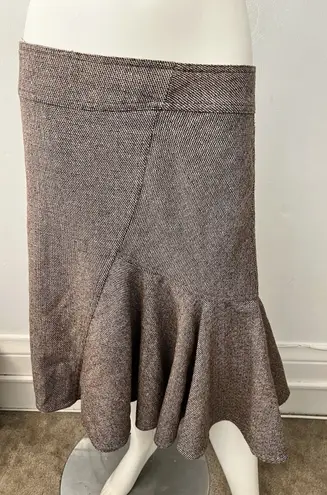 Necessary Objects Vintage 90s brown Chevron pleated flared A Line Midi Skirt Med - Image 1