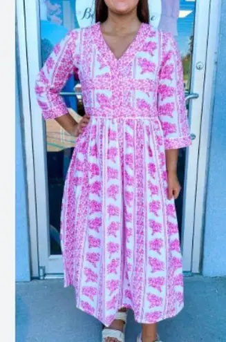 Heart of Grace Georgia Dream Dress Women's Size Small Pink Floral Trad Wife