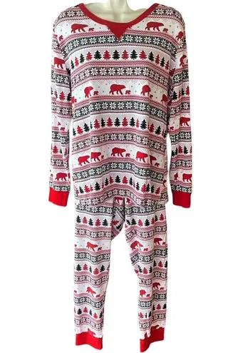 NWOT ~ WONDERSHOP 2 Pc. Bears Trees Snow Lounge Sleepwear Pajamas ~ Women's XL Red