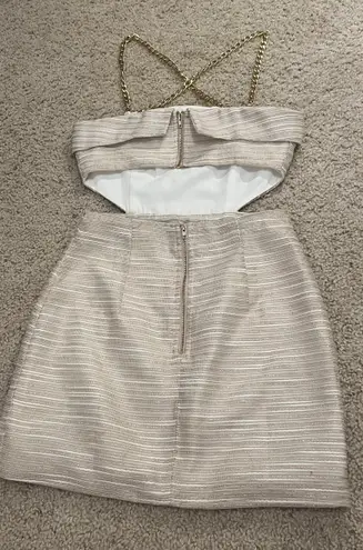 Runaway Clothes Gold and White Striped Side Cutout Mini Dress