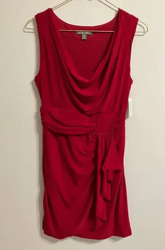 Roz & Ali Sleeveless Cowl Neck Dress Red Womens 6P