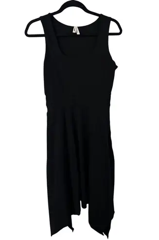 Pact Black Organic Cotton Jersey Midi Dress Sleeveless Asymmetrical Hem M Size M