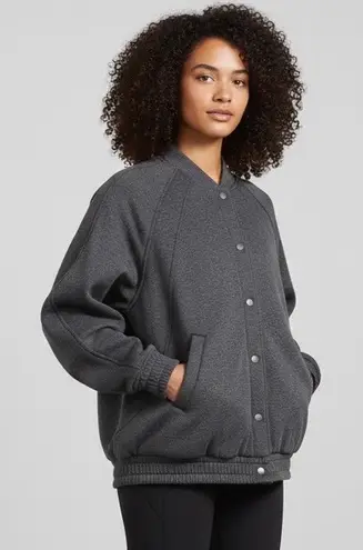 Lululemon NWT  Scuba Women Heather Gray Varsity Jacket Oversized Plush XS/S - Image 1