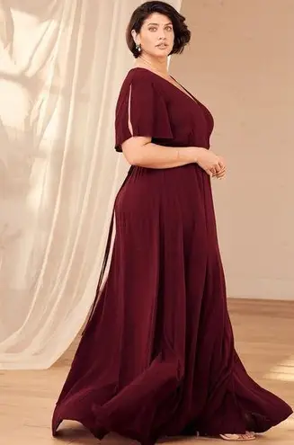 Lulus Heart of Marigold Burgundy Classic Wrap Maxi Dress Size XL