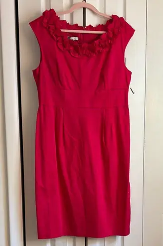 NWT! 💯 London Style Fuchsia Hot Pink Ruched Scoop Neck Midi Dress Size 14