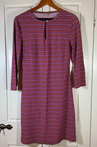 Ellie Kai Geometric Print 3/4 Sleeve Stretch Dress 4 Travel Packable Preppy Purple