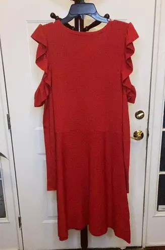 INC Nwot BRICK RED COLD SHOULDER SWEATER DRESS, MEASUREMENTS PROVIDED