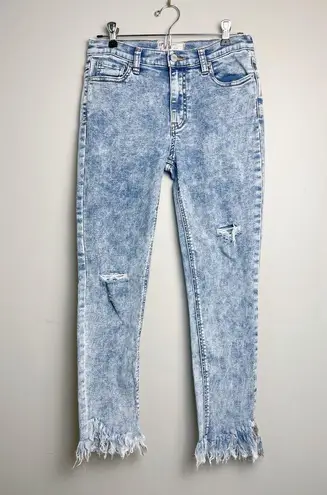 Free People  | Great Heights Acid Wash Frayed High Rise Skinny Jeans Size 27