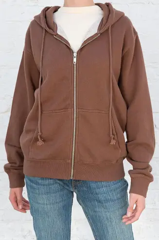 Brandy Melville Brown Christy Zip Up Hoodie