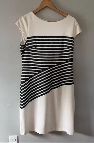 Studio I Studio One 1 Striped Knee Length Dress Black Black Silver Large 10