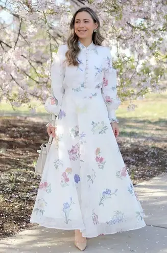 Chicwish NWT Blouse Maxi Skirt Size S Small Rhinestone Button Floral Garden Part