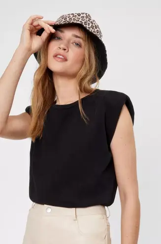 Nasty Gal Black Padded Shoulders Tank Top