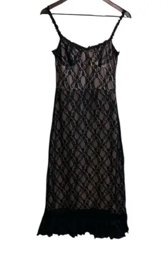 NWT Commense Size Small Lace Patchwork Cami Midi Dress Black