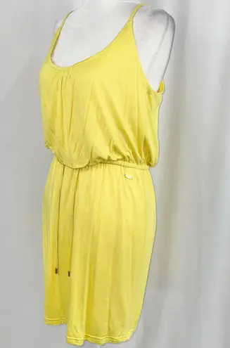Guess Tie Waist Spaghetti Strap Mini Dress Knit Jersey Yellow