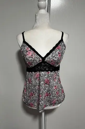 Marilyn Monroe Intimates Lace Trim Floral Cami Tank Top Camisole Extra Large XL White