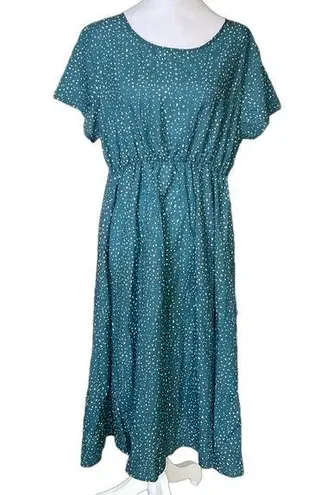Me Too Fashion says style says only me Women's Size XL Green Polka Dot Dress