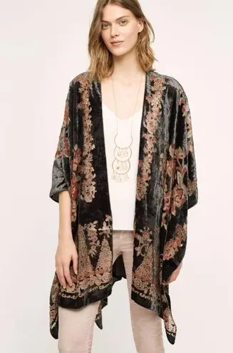 Pants Store burnout velvet ruana floral‎ flowy boho kimono gray grey one size Size undefined