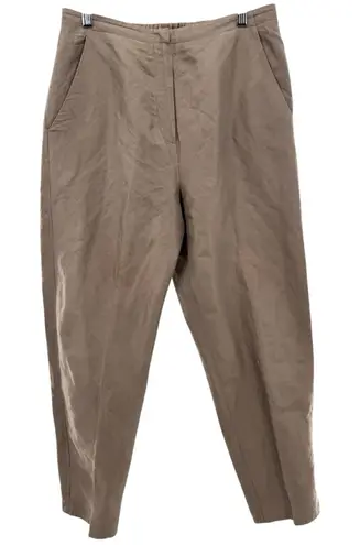 Yeohlee NY Pants Women's 8 Cotton Silk Metallic Blend Taupe Trousers USA Made Brown
