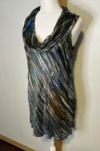 W By Worth gray watercolor silk cowlneck top size 6