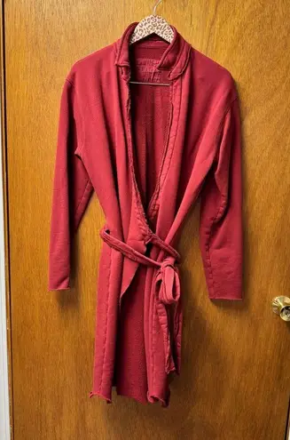 Frank & Eileen Willa Long Sleeve Triple Fleece Mini Wrap Dress Cranberry Red XL