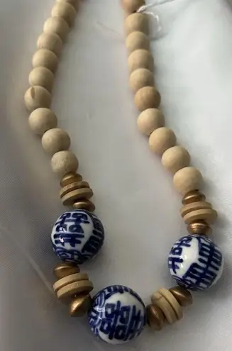 Hazel Chinoiserie & Painted Wood Necklace in Ivory