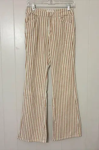 Anthropologie Kellie Striped Wide Leg Flare Jeans Women’s Retro Pants Size 25 Brown