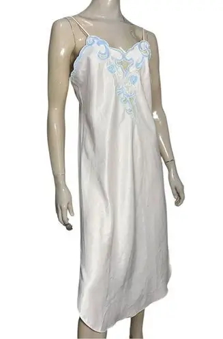 Natori Vintage Women’s Size S M Pale Pink Blue Lace Front Spaghetti Strap Gown