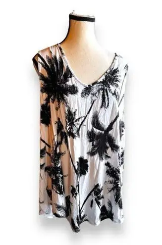 cupio Women’s 2XL Cupid Curvy Black and White Palm Tree Top 18 20 2X XXL