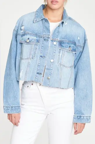 Daze Denim The Main Squeeze Crop Jacket in Throwdown Distressed Large