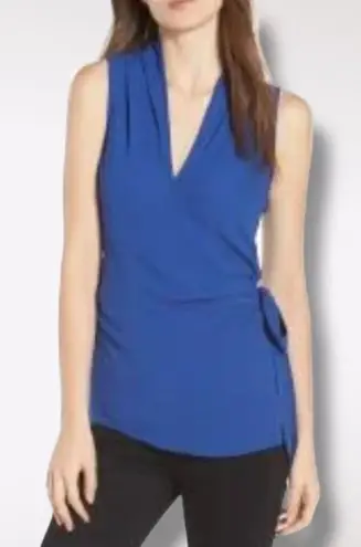 Trouvé Royal Blue Sleeveless Wrap Blouse Side Tie Silky Chiffon XS