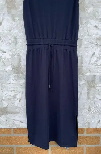 Evereve Elastic Waistband Drawstring Navy Blue Midi Dress size medium