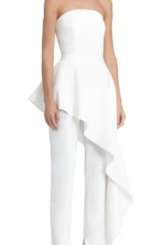 AQ/AQ Adelia White Jumpsuit Asymmetric Strapless Jumpsuit Size 8