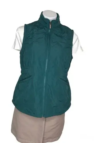 Bit & Bridle Vest Fleece Quilted Sleeveless Jacket Green Womens Size Small