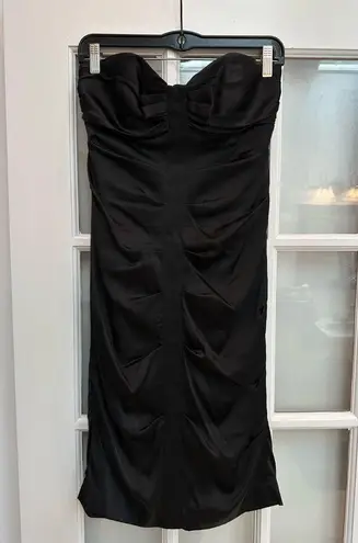Nicole Miller Classic Timeless Black Silk Corset Bow Strapless Dress Size 6 S