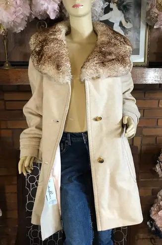 Country Pacer VINTAGE 1970'S BEIGE WOOL AND SHEARLING TRIM COAT (18)