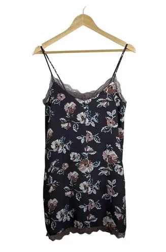 Dee Elle Boutique Floral Lace Trim Slip Camisole Dress Grey/Pink OS