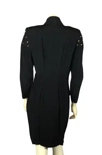 Vintage E.D. Michael by Melanie Drucker coat dress gold studs shawl collar small Black